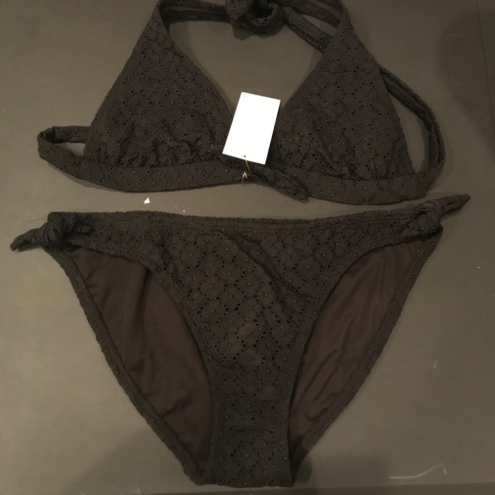 Shoshanna Black Eyelet Bikini M/L C Top XL Bottom